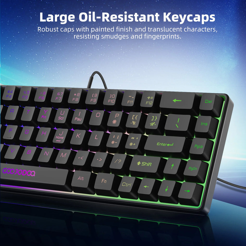 GOOJODOQ Mini 60% Gaming Keyboard Portable Wired Portable Wired Mechanical Keyboard RGB Backlit 68 Key Ultra-Compact Keyboard