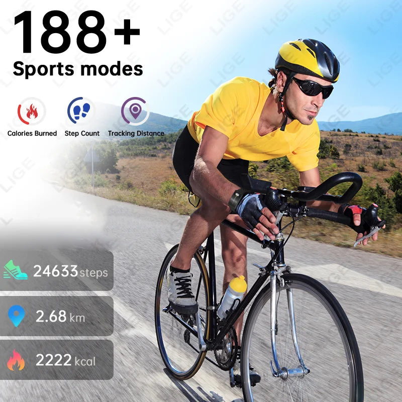 LIGE Fitness Tracker ECG+PPG SpO2 Sport Smart Bracelet Body Fat BMI Heart Rate Blood Pressure Monitor Pedometer Smartwatch Band