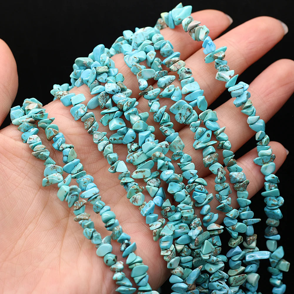 40cm Natuurlike Blou Turkoois Klip Onreëlmatige Spaanders Gruis Los Krale vir Vroue Armband Juweliersware Toebehore Grootte 3x5-4x6mm