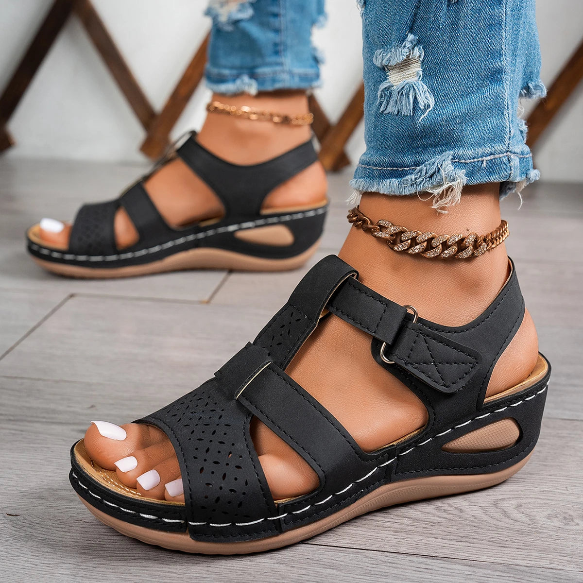 Summer Wedge Sandals for Women 2026 New Fashion Non Slip Beach Shoes Woman Lightweight Casual Platform Plus Size Sandals Women