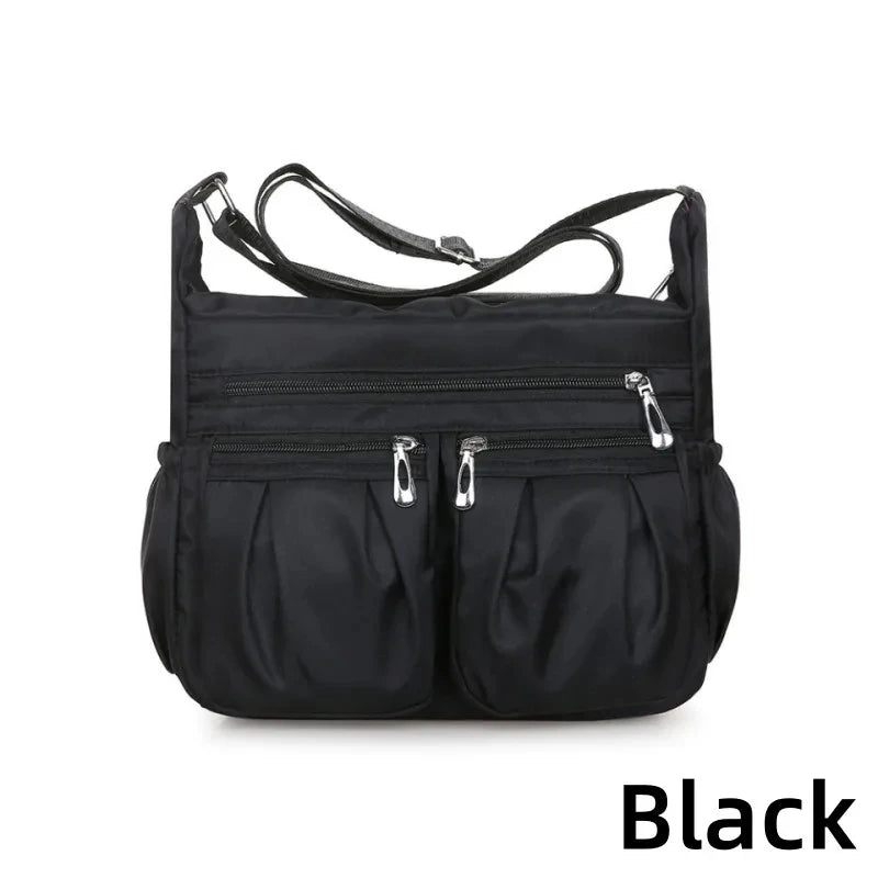 Large Capacity Waterproof Nylon Shoulder Bag Multi-Pocket Crossbody Bag Female Bag Shopping Travel Lady Handbag Leisure Purse