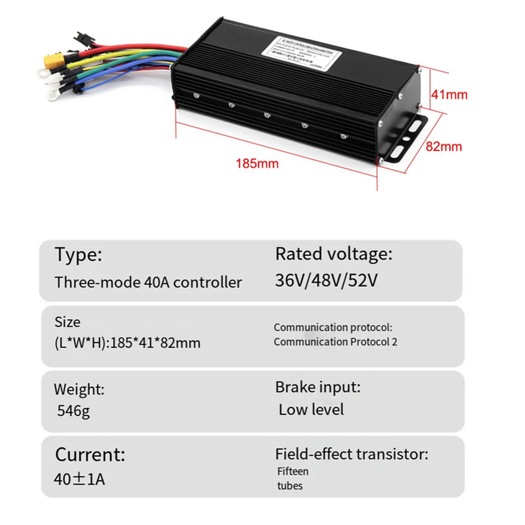 36/48V/52V E-Bike 40A 1500/2000W Three Mode Sine Wave Brushless Controller for Electric Bicycle Tricycle Ebike E-Scooter GSY