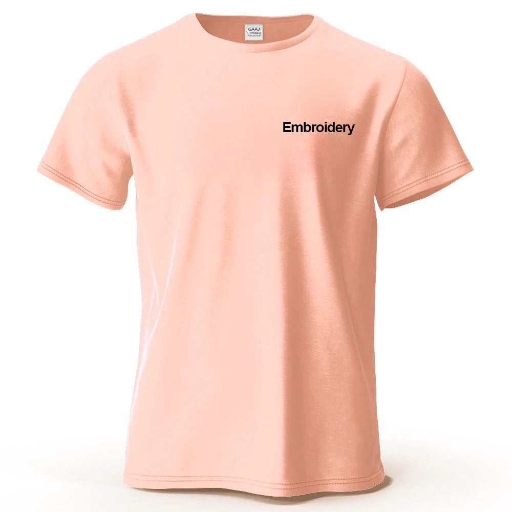 Custom Embroidery T Shirt Premium 100% Cotton T shirt Diy Your Own Design Brand Company Team Pet Animal Logo Men Women Tee Tops