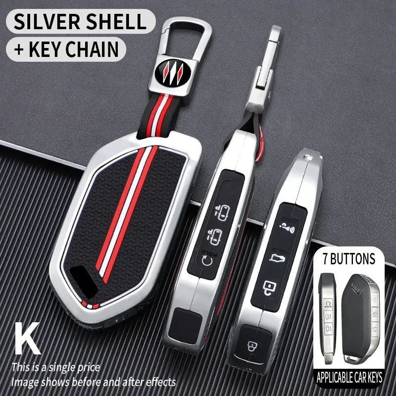 5/6/8/9 Buttons Zinc Alloy Car Key Case Cover For Kia EV9 Picanto Sorento MQ4 Carnival KA4 Morning K5 Carens 2024 RemoteKeychain