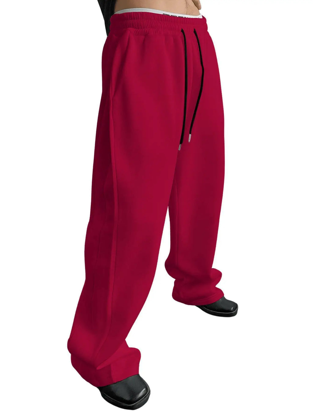 Herren-Sweatpants mit weitem Bein, Kordelzug an der Taille, geradem Bein, lockere Hose, Freizeithose, Bergsteigerhose, Jogger-Sweatpants