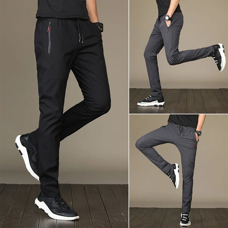 Men's Casual Pants Stretch Slim Fit Elastic Waist Jogger Korean Classic Blue Black Gray Male Brand Trousers Plus Size