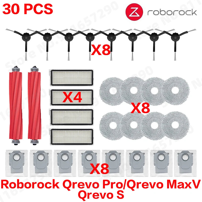 Roborock Qrevo Pro/Qrevo MaxV/Qrevo S Robot Vacuum Spare Parts Main Side Brushes Mop Cloths HEPA Filters Dust Bags Accessories