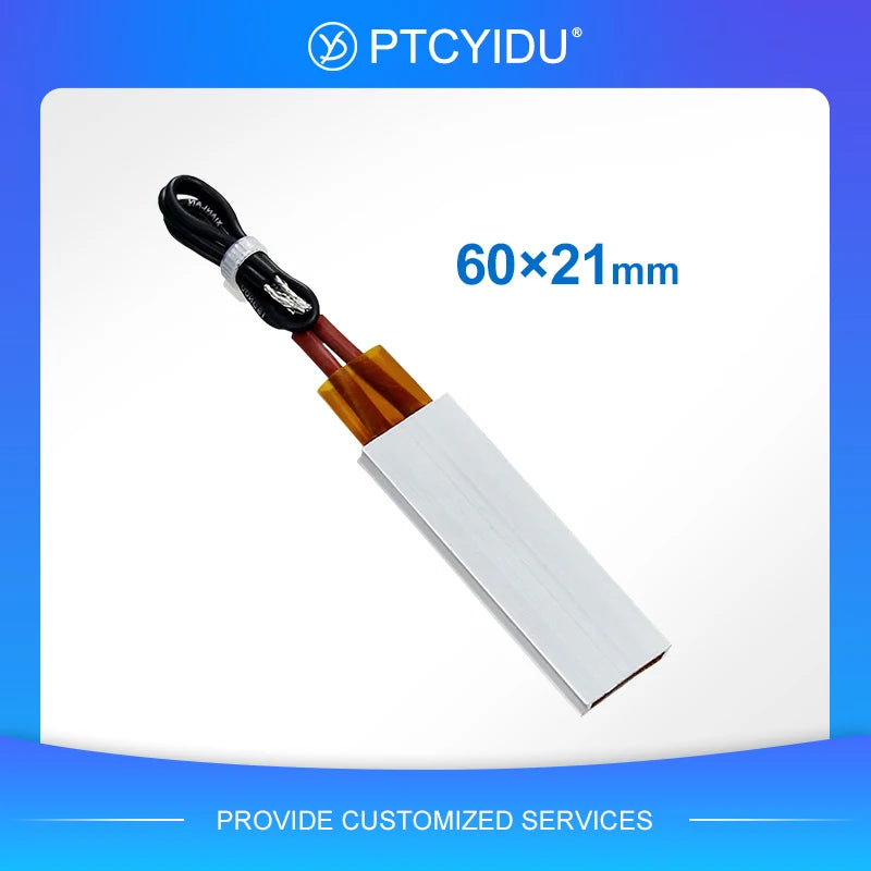 60x21mm 12V~220V Constant Temperature Ceramic PTC Heating Sheet Aluminum Shell Heating Plate 70~270℃ Electric Heater Accessorie
