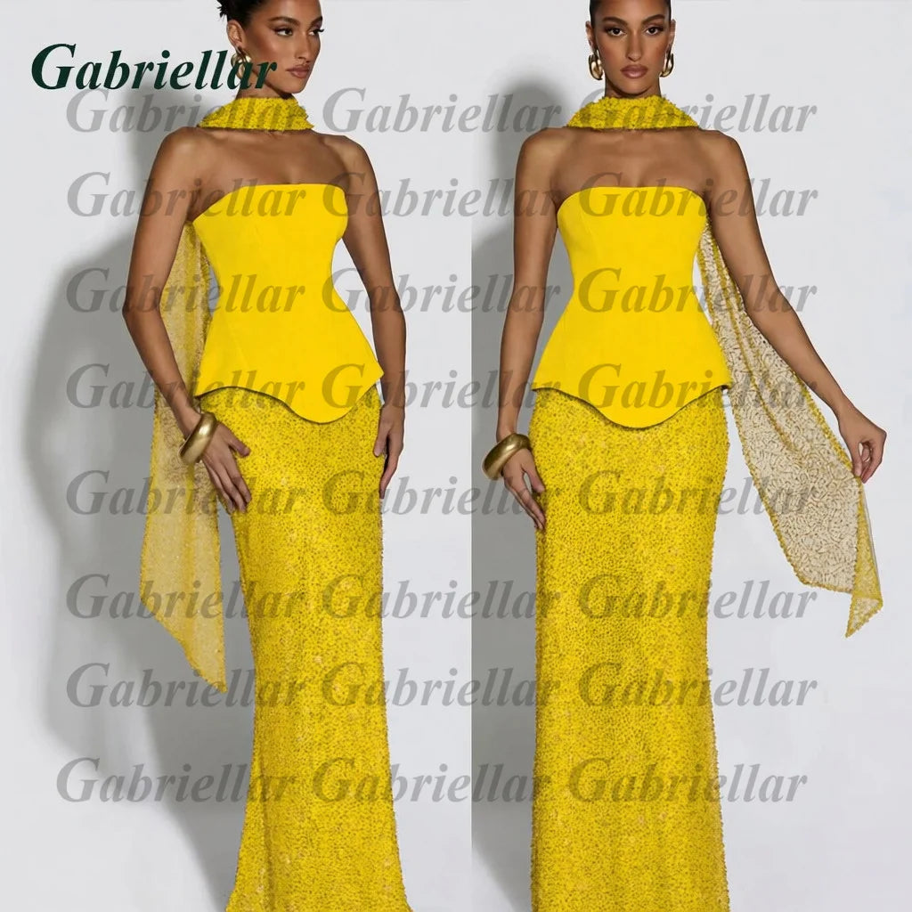 Gabriellar Fancy Bling Tulle Prom Dresses for Women Sequins and Beads Sleecveless Lacing up Special Occasion Gown Customized