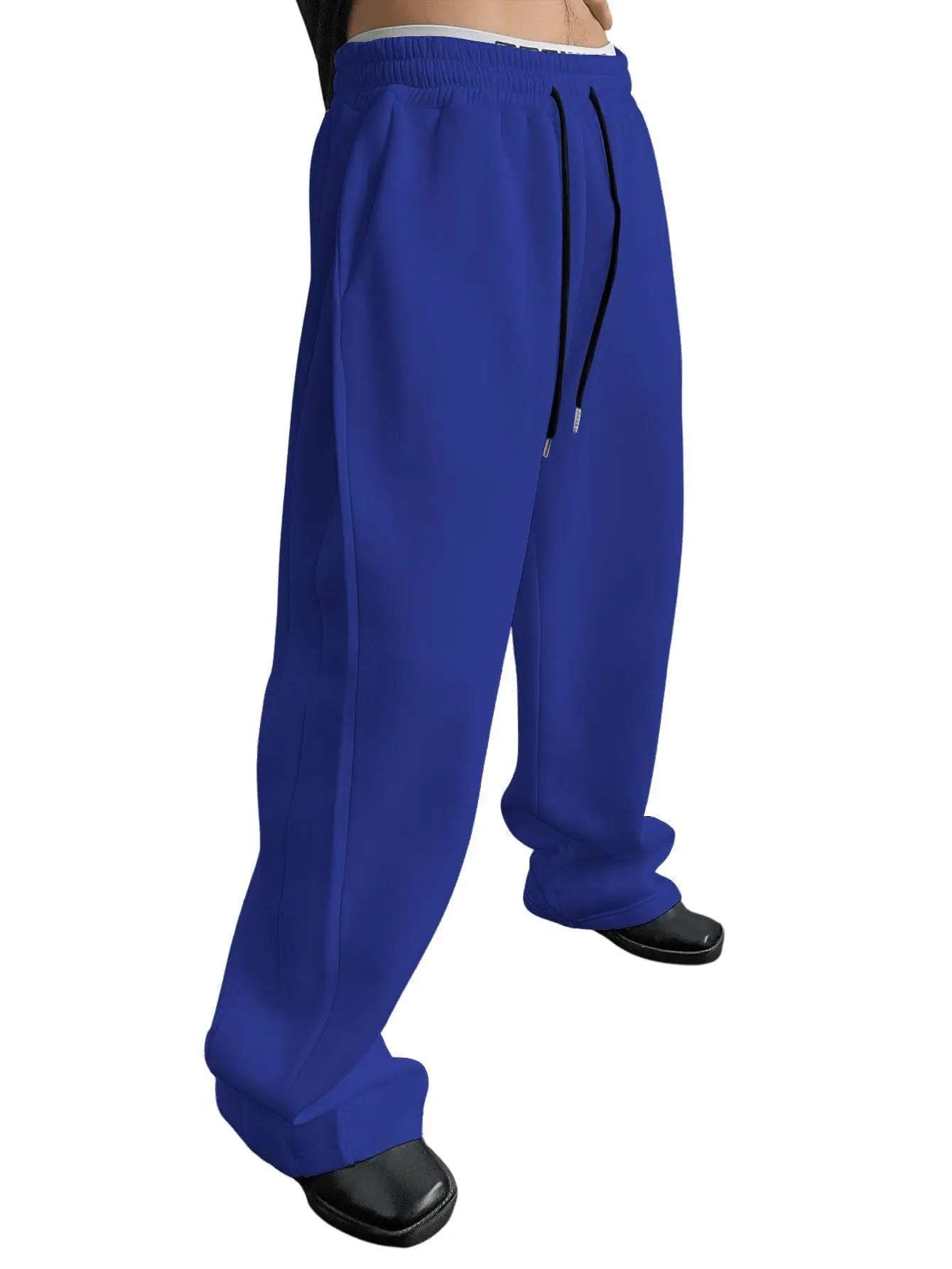 Herren-Sweatpants mit weitem Bein, Kordelzug an der Taille, geradem Bein, lockere Hose, Freizeithose, Bergsteigerhose, Jogger-Sweatpants