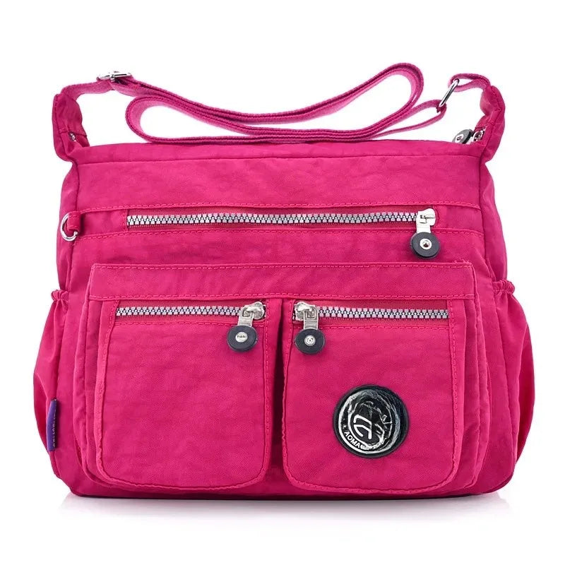 Versatile Waterproof Nylon Single Shoulder Bag for Women Lightweight Travel Crossbody Bag with Internal Zipper And Polyester Lin
