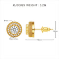 Luxury Creative Geometry Round Shining Brightly Full of Zircon Stainless Steel Stud Earrings for Women Men Hip-hop Trend Jewelry