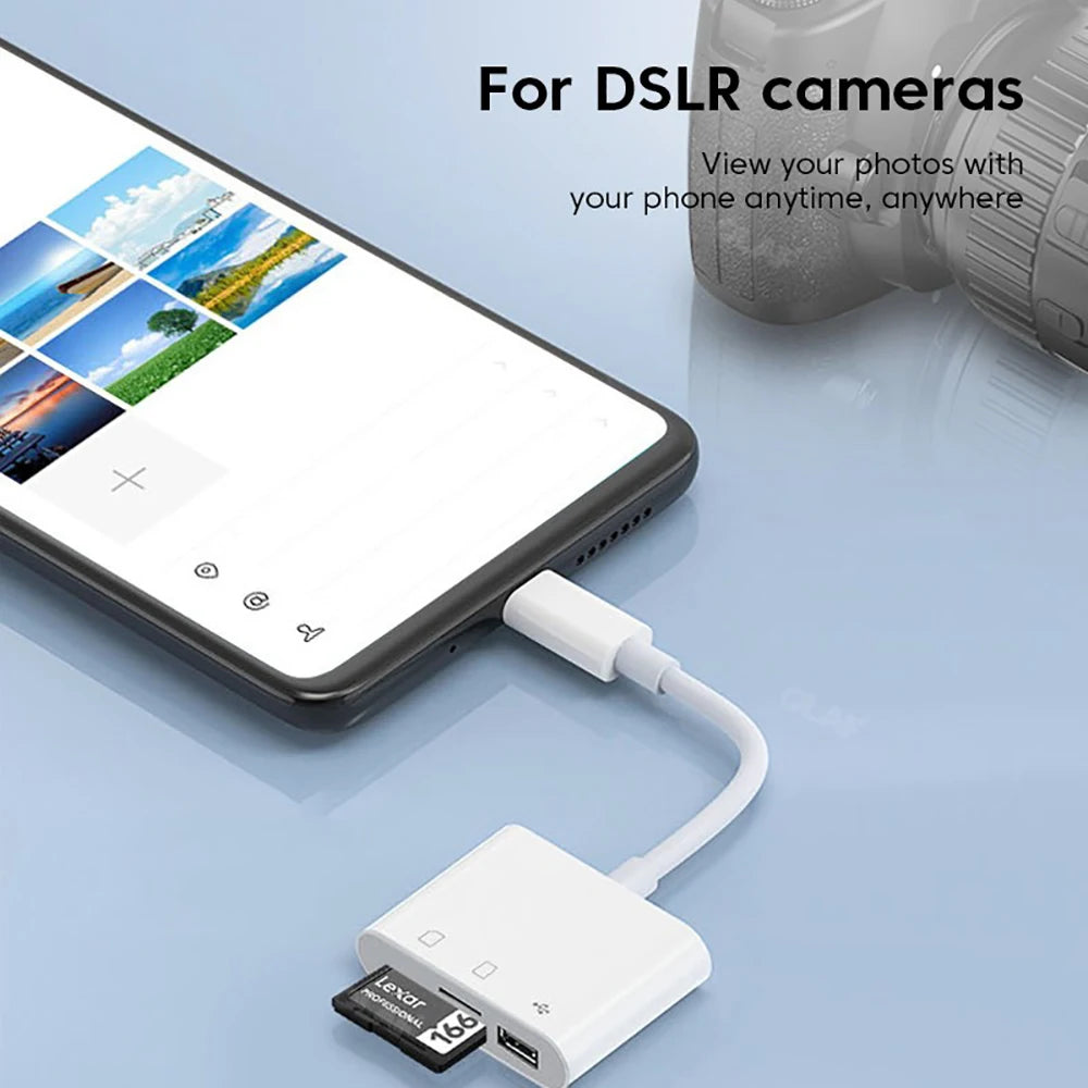 Type C Card Reader SD TF Memory Card Reader USB C OTG Adapter  High Speed Data transmitter for Phone 15 Macbook Smart Cell Phone