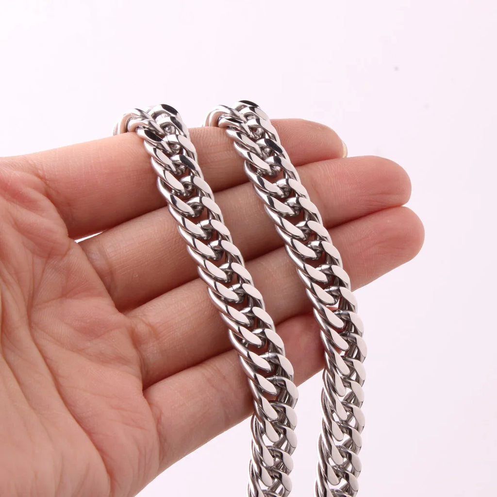 8/10/12/14/16/18mm Heavy Polished Silver Color Men's Chain 316L Stainless Steel Cuban Link Necklace Fashion Jewelry Gift