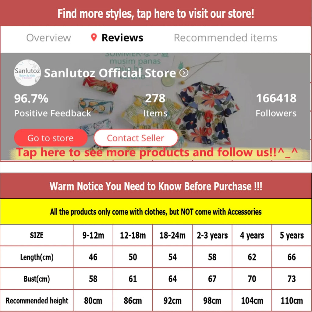 Sanlutoz Summer Short Sleeve Baby Girls Dress Little Kids Dresses Soft Clothing Holiday Casual