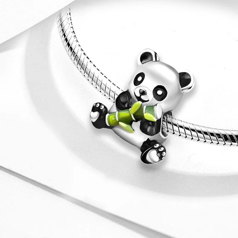 925 Sterling Silver Owl Dinosaur Panda Chameleon Cute Charm Bead Fit Diy Bracelet Bangle Making Gift of High Quality Jewelry