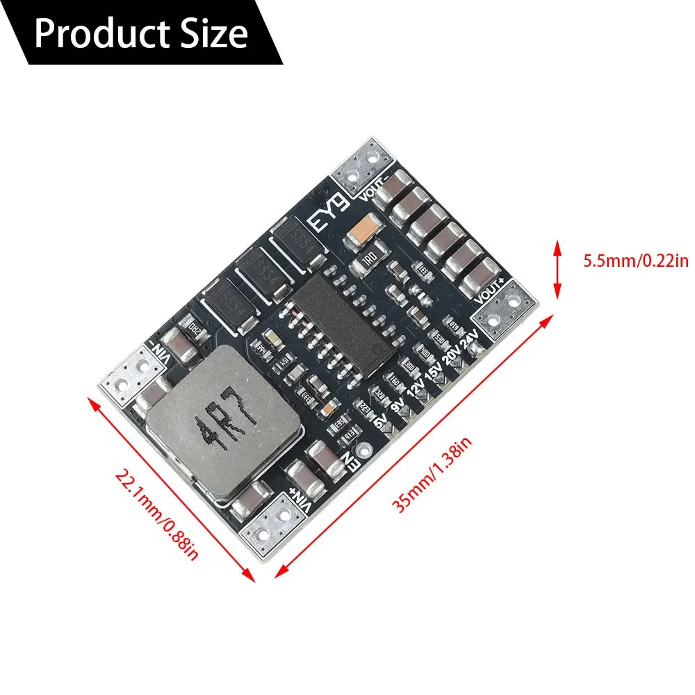 DC-DC 5-15V to 5V/9V/12V/24V Fixed Voltage Output Boost Power Module 5A High-Power Lithium Battery Boost Module