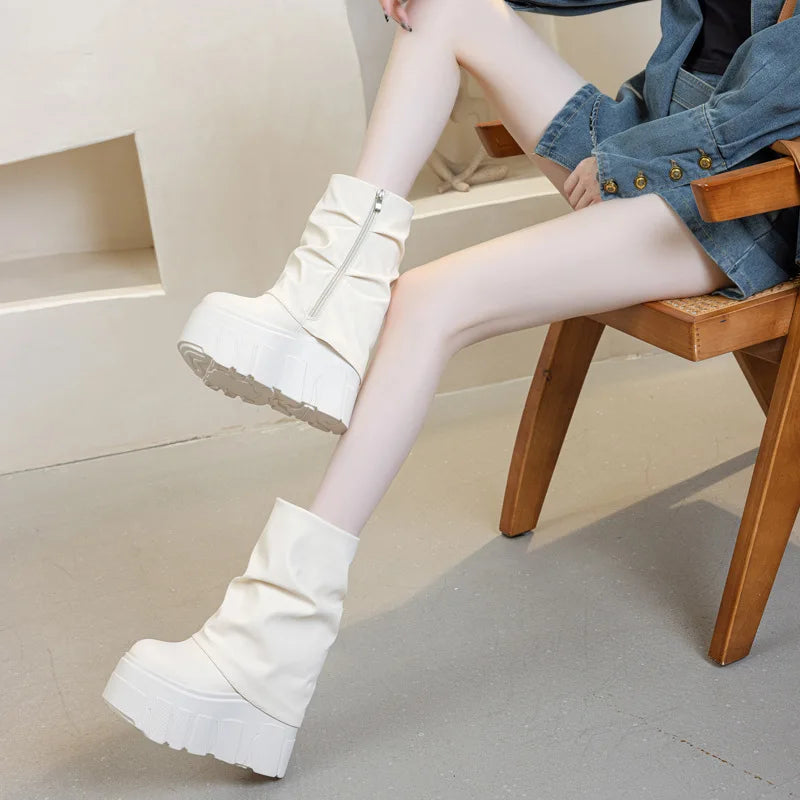New Lace Up Iridescent Pearl Chain Decorative Women's Vulcanized Shoes Women's Platform Sneakers Zapatos De Mujer Women Shoes