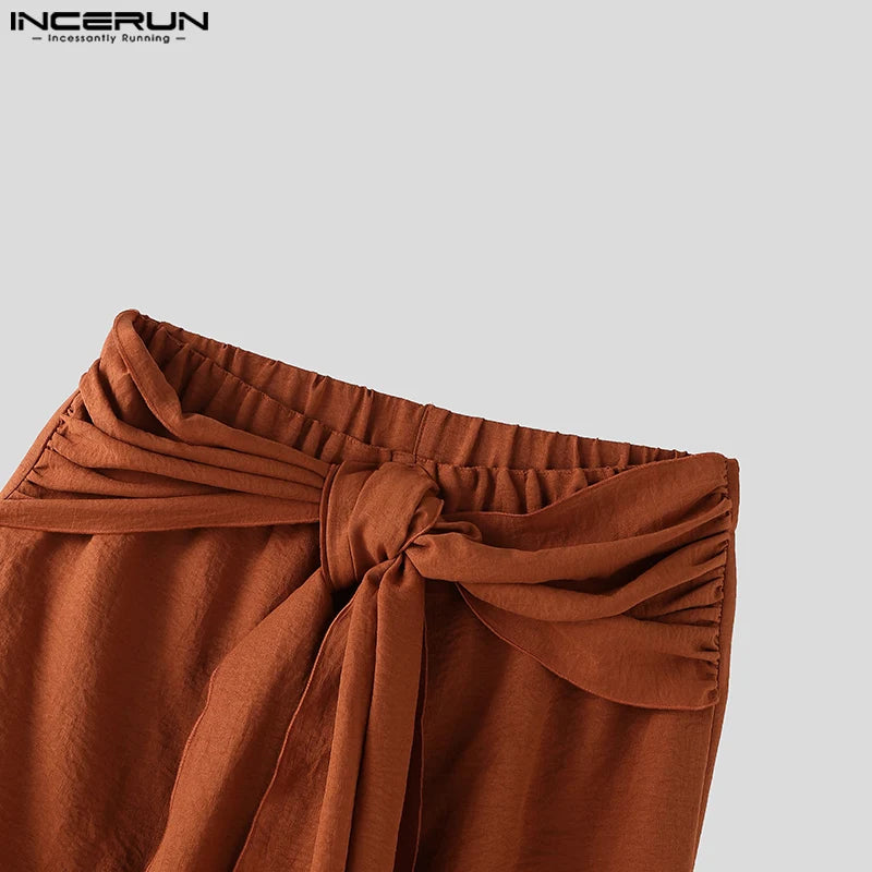 Mode INCERUN Somer Lente Mans Informele Broek Harembroek Geplooide Langbroek Straatdrag Oormaat Mansklere S-5XL