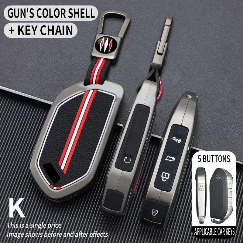 5/6/8/9 Buttons Zinc Alloy Car Key Case Cover For Kia EV9 Picanto Sorento MQ4 Carnival KA4 Morning K5 Carens 2024 RemoteKeychain