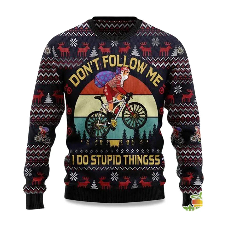 Jingle My Bells Ugly Christmas Sweater For Men Beer Party Print Santa Claus Pullover Sweatshirt Snowman Alpaca Pattern Sweater