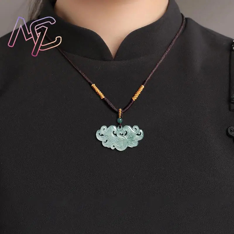 Myanmar Jadeite Phoenix Pendant Necklace Luxury Carved Amulet Charm Talismans Burmese Jade Natural Gemstone Gifts for Women