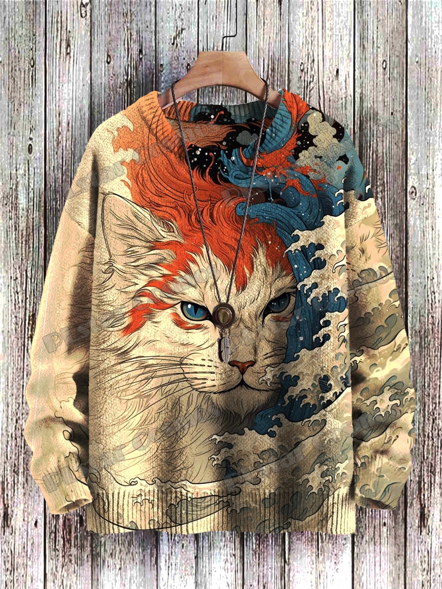 Abstract Art Girl Multicolor Pattern 3D Printed Men's Crewneck Knitted Pullover Winter Unisex Casual Knit Pullover Sweater ZZM47