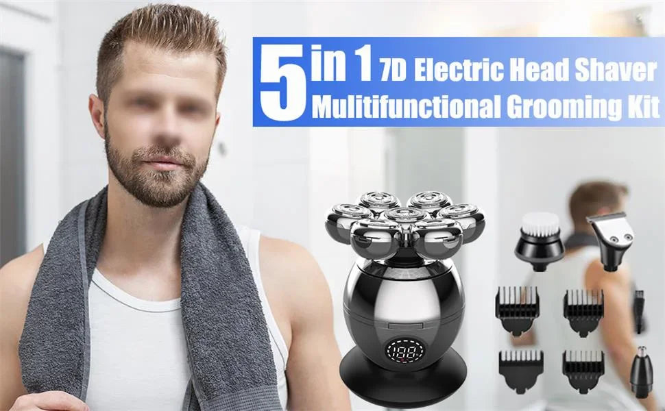 Tinsol 7D Floating Cutter Electric Shaver Head Base Charging Portable Men Beard Trimmer Clipper Skull Shaver Waterproof Shaving