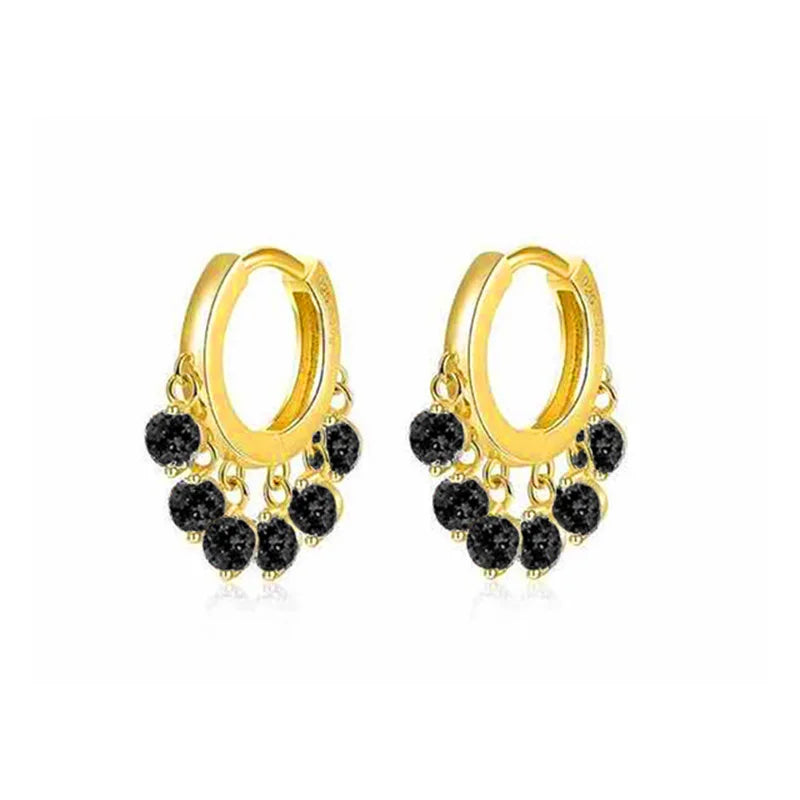 ENSHIR Colorful Cubic Zircon Tassel Hoop Earring for Women Dainty Gold Color Earrings Jewelry Wholesale
