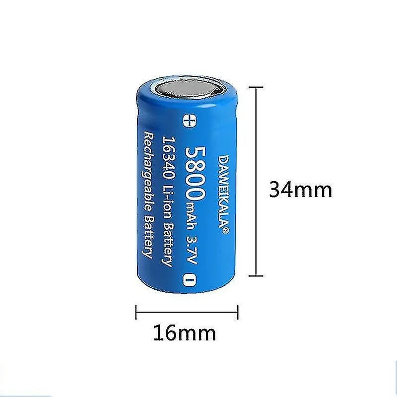 5800mAh rechargeable 3.7V Li-ion 16340 batteries CR123A battery for LED flashlight wall charger, travel for 16340 CR123A battery