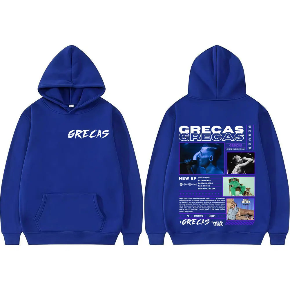 Rapper Grecas Album Tour 2025 Graphic Hoodies Men Women Harajuku Street Hip Hop Hoodie Loose Vintage Long Sleeve Sweatshirt Tops