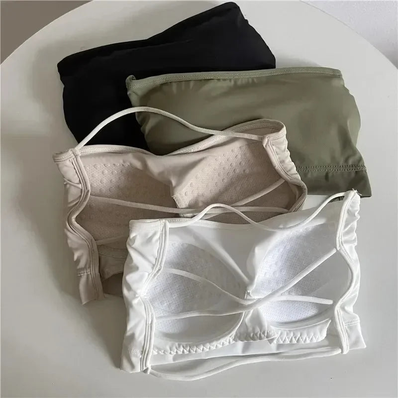 Seamless Tube Top Ice Silk Sexy Wrap Chest for Women Push Up  Bras Strapless Underwear Solid Color  Bralette Lingerie Tops