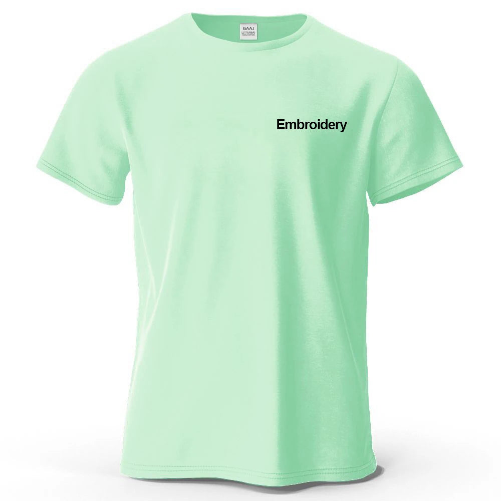 Custom Embroidery T Shirt Premium 100% Cotton T shirt Diy Your Own Design Brand Company Team Pet Animal Logo Men Women Tee Tops