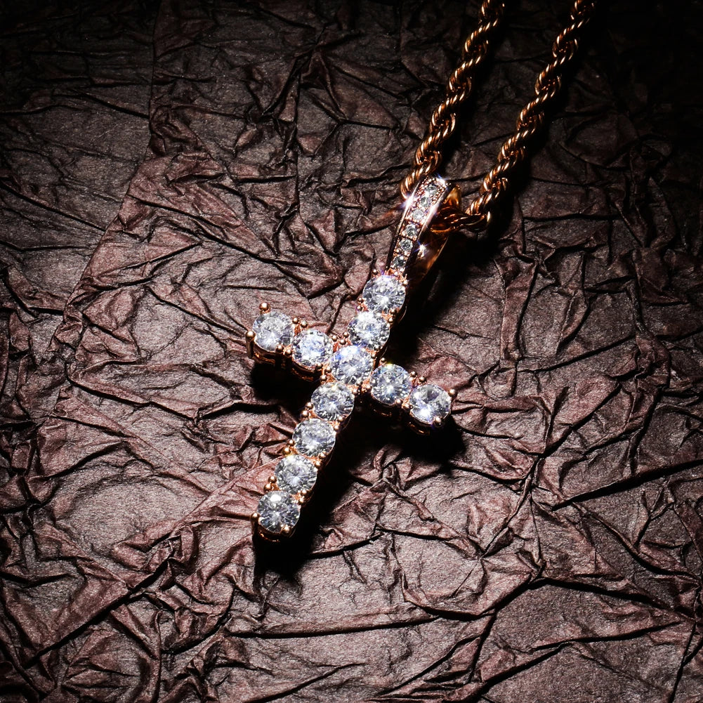 TOPGRILLZ Hip Hop Pico Harvey Cross Pendant Necklaces Micro Pave AAAA+ CZ Necklace 18'' 20'' 24" 30" Link Dropping