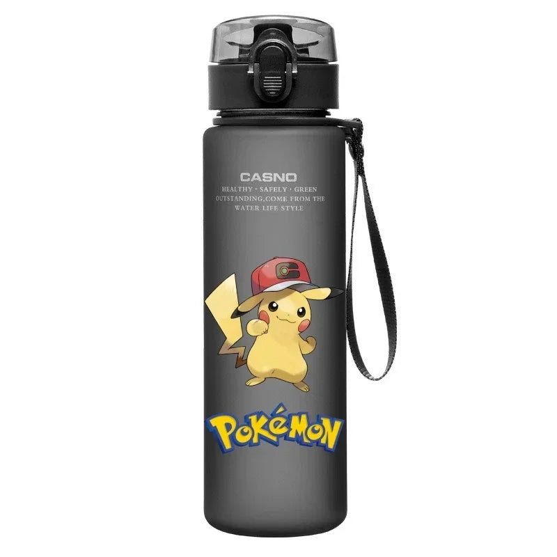 560ML Pokemon Water Cup Pikachu Mewtwo Gengar Portable Plastic Cartoon Outdoor Sports Large Capacity Travel Hiking Water Bottle