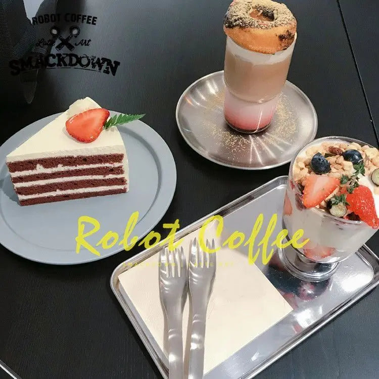 Nordic Stainless Steel Rectangular Coffee Shop Pallet Storage Disk Net Snack Cake Dish Dining Dessert Plate Kitchen Dish Tray