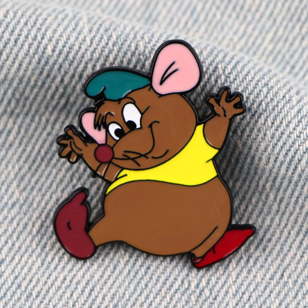 Fairy Tale Enamel Pins Cute Cartoon Mouse Brooches for Backpacks Clothing Lapel Badges Anime Jewelry Gift for Kids Women