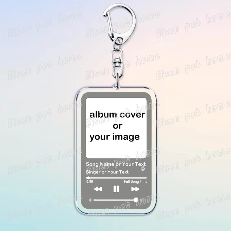 Custom Music Keychain Boyfriend Girlfriend Valentines Birthday BF GF Fans Gifts Song Singer Album Cover Photo Image DIY Keyrings