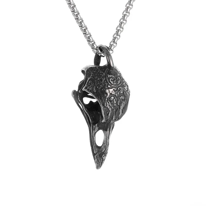 Retro Nordischer Stil Krähenschädel Anhänger Tier Vogel Halskette für Herren Personalisierter Schmuck Glücksbringer Geschenk