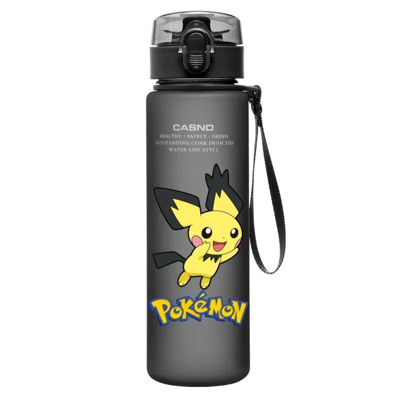 560ML Pokemon Water Cup Pikachu Mewtwo Gengar Portable Plastic Cartoon Outdoor Sports Large Capacity Travel Hiking Water Bottle