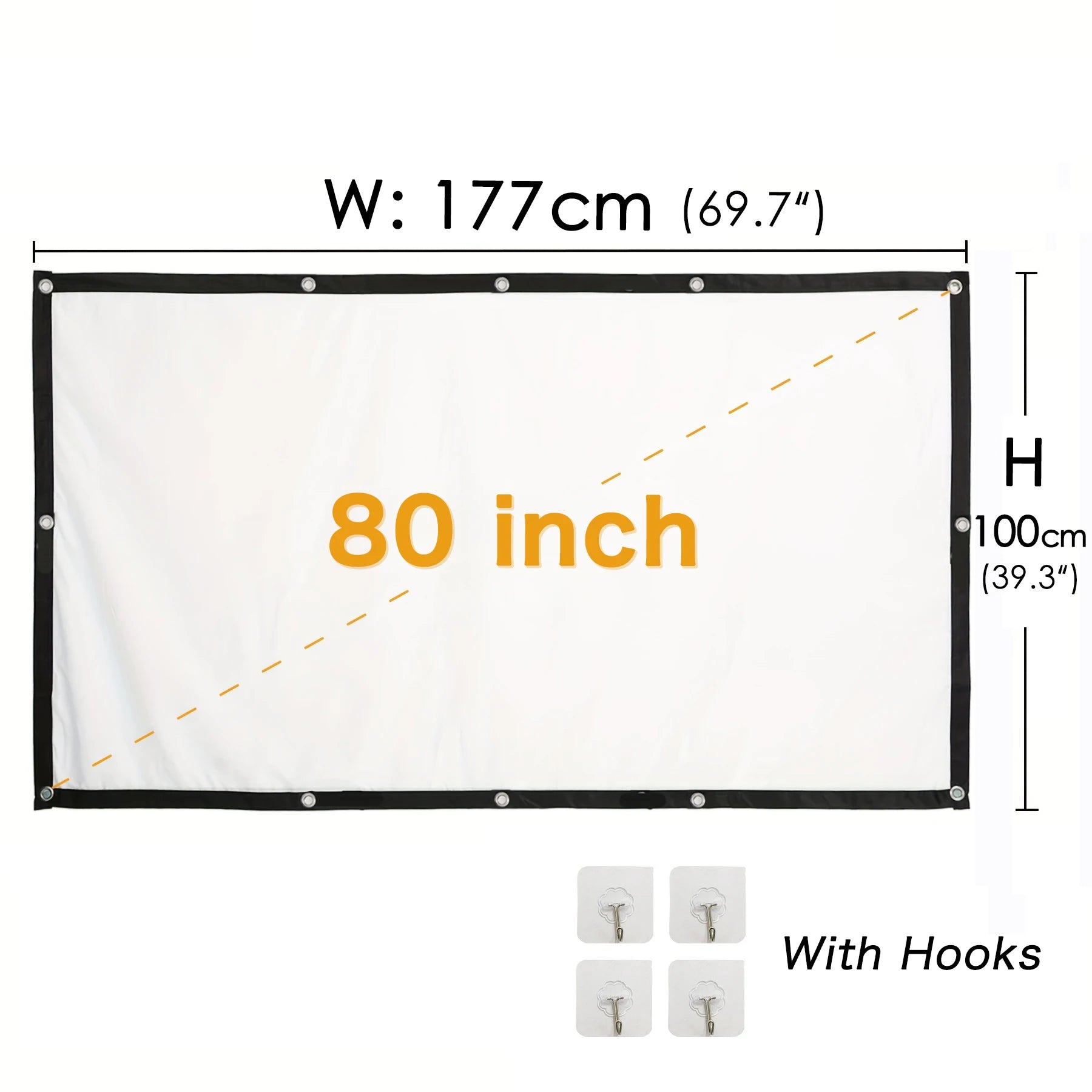Portable Projector Screen 16:9 Foldable Projection Screens Home Cinema House Indoor Outdoor Theater 4K HD 1080P Anti Light Flat
