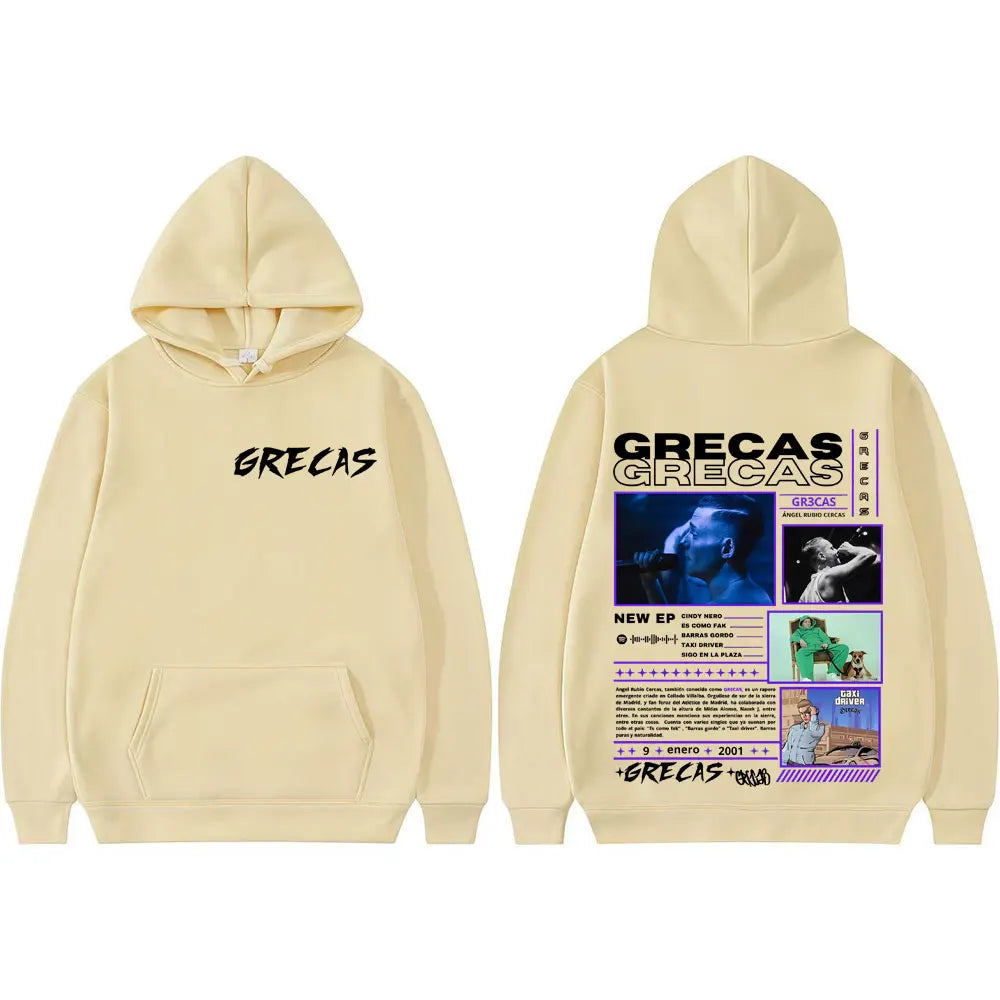 Rapper Grecas Album Tour 2025 Graphic Hoodies Men Women Harajuku Street Hip Hop Hoodie Loose Vintage Long Sleeve Sweatshirt Tops
