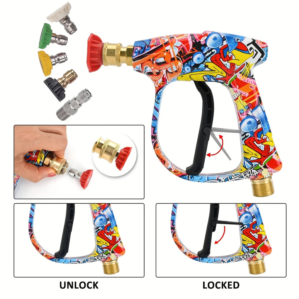 2175psi High-Pressure Water Gun Beautiful Graffiti Painting Optional 1L Foam Cannon 1/4 Quick Nozzle Set Rubber Nozzle Bracket