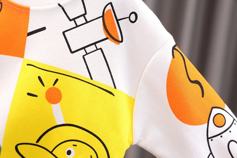 New Spring Autumn Baby Boys Girl Cartoon Cotton Printe Hoodies Children Kids Casual T-Shirt Sportswear Infant Clothing 0-5 Years