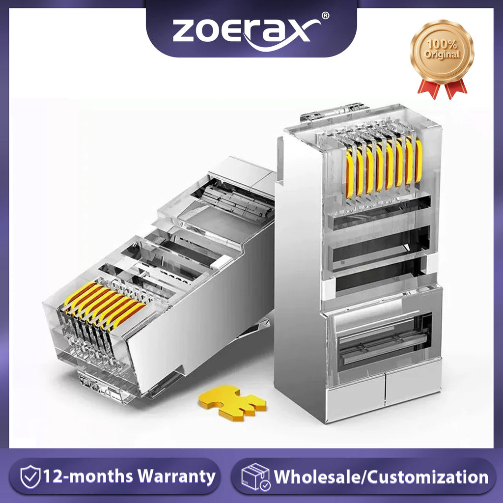 ZoeRax 50pcs Cat6 RJ45 Ends Cat6 Connector, Cat6 / Cat5e RJ45 Connector, Ethernet Cable Crimp Connectors UTP Network Plug
