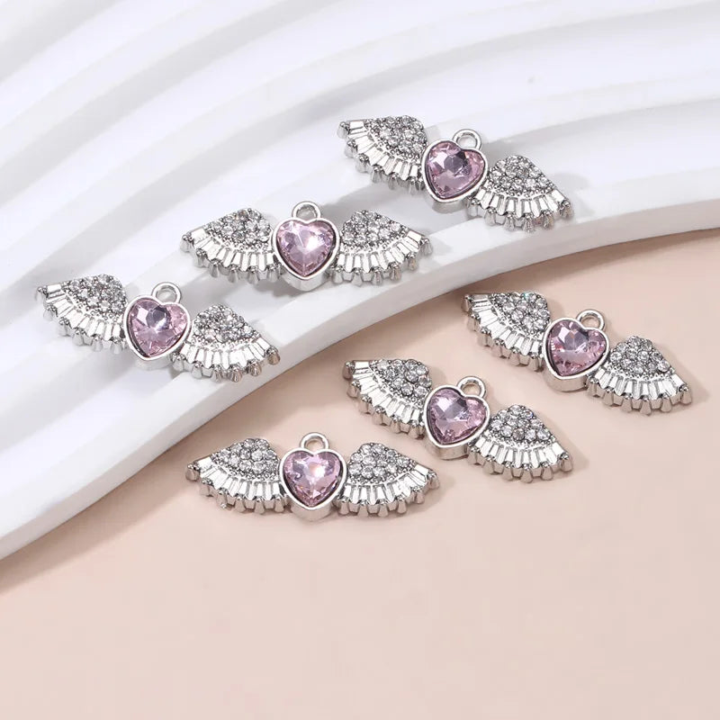 10pcs New Heart Enamel Charms Pink Fashion Y2K Style Pendants For Making DIY Handmade Findings Accessories Necklace Jewelry