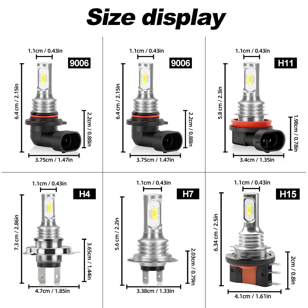 2PCS H7 6000K White Super Bright Headlight Fog Bulbs 3570 CSP-Chips High/Low Beam Plug&Play