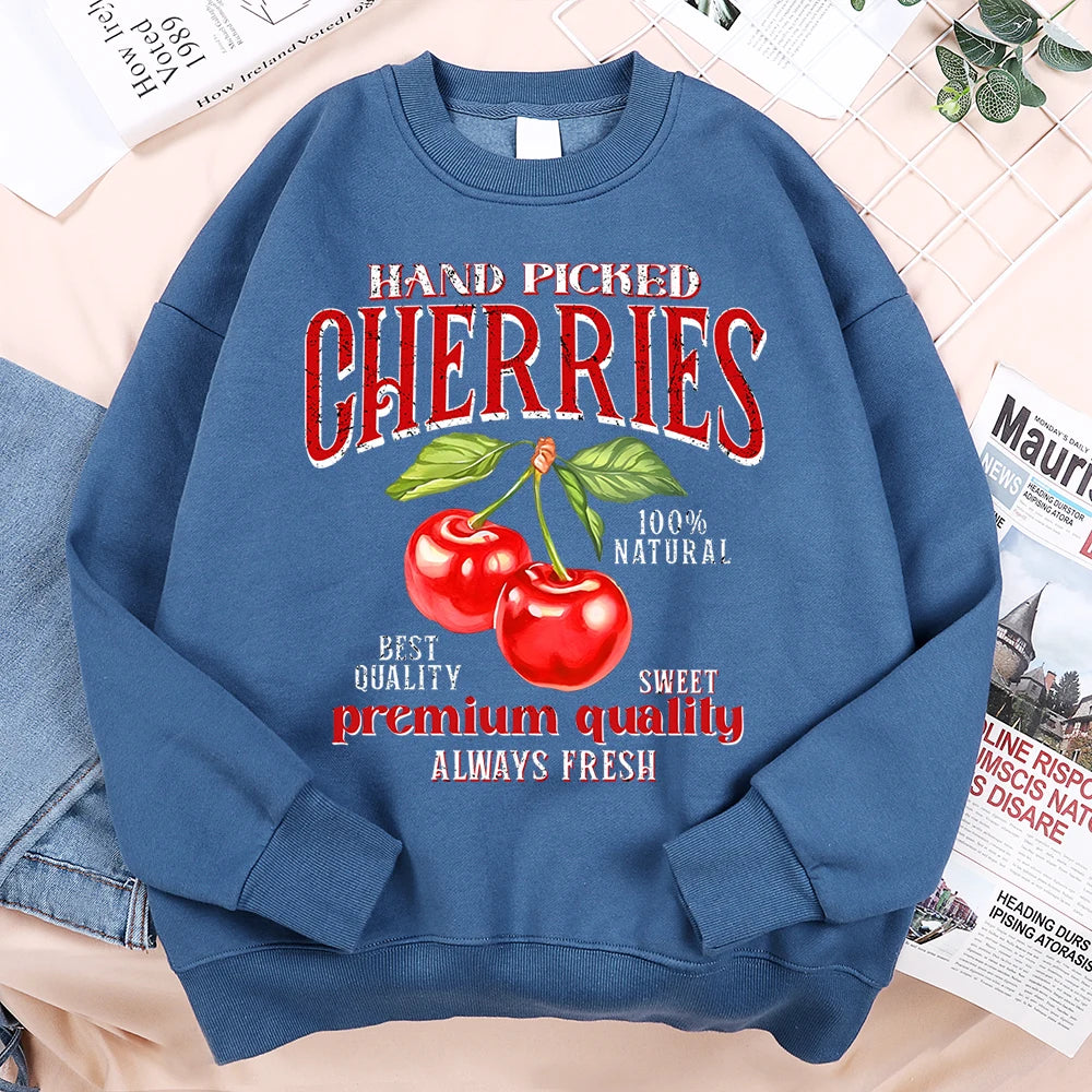 Hand Picked Cherries Premium Quality Hoodies Mens Harajuku Loose Hoody Oversize Loose Clothes Fashion Fitness Sweatshirt Women