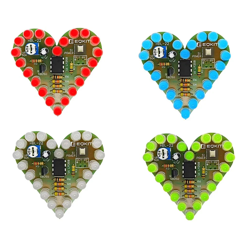 DIY Kit Heart Shape Breathing Lamp Kit Breathing LED Suite Red White Blue Green Electronic Production for Learning laboratory