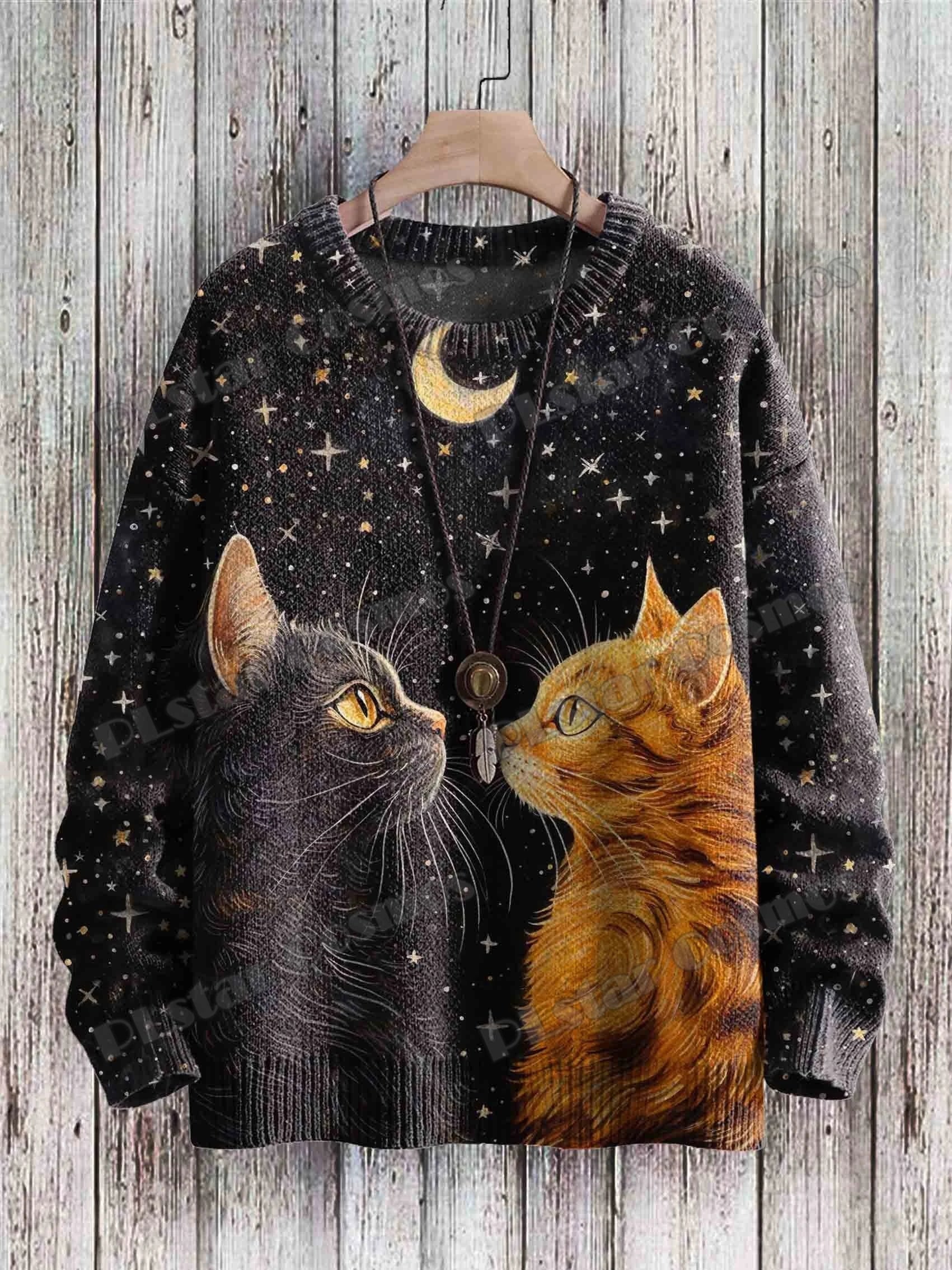 Abstract Art Girl Multicolor Pattern 3D Printed Men's Crewneck Knitted Pullover Winter Unisex Casual Knit Pullover Sweater ZZM47